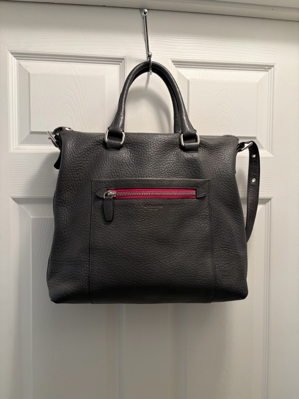 Coach Legacy Molly Large 2012 Gray Pebbled Leather Satchel Pink Zip 20201 - Picture 11 of 12